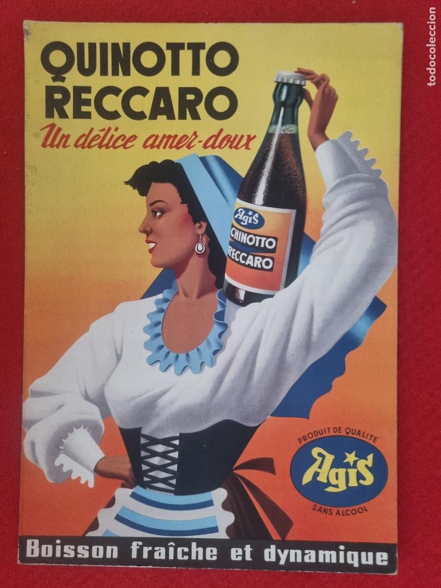 Football Stickers: CARTEL PUBLICIDAD QUINOTTO RECCARO REFRESCO SIN ALCOHOL CARTON ORIGINAL ANTIGU0 2&ordm;