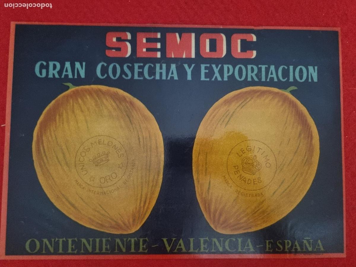 Cromos de f&uacute;tbol: CARTEL PUBLICIDAD MELONES SEMOC ORO PENADES CARCAGENTE VALENCIA PAPEL FINO ORIGINAL 2&ordm;