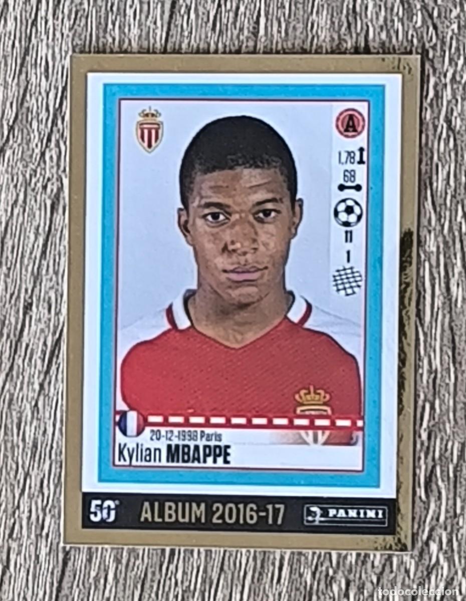 Cromos de f&uacute;tbol: Cromo Kylian Mbapp&eacute; AS Monaco 2016-17 - Panini Foot 50 Aniversario (Borde Dorado)