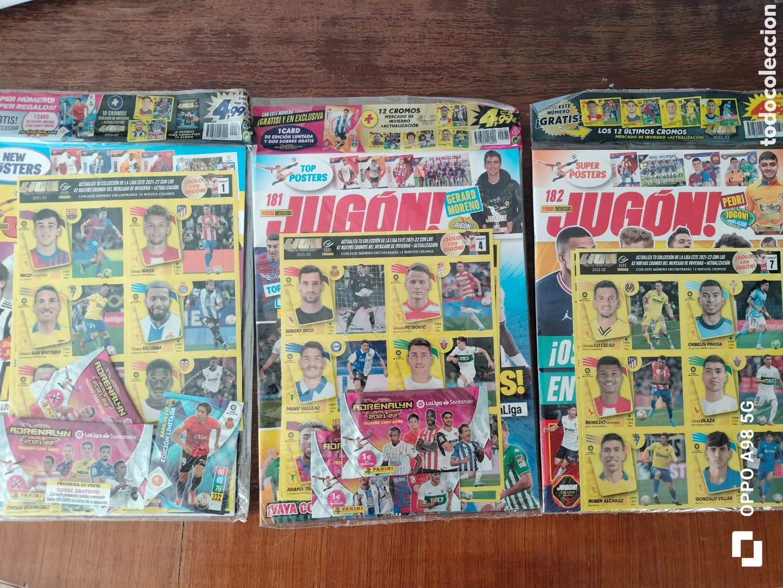 Fu&szlig;ball-Sticker: 3 revistas jug&oacute;n 180, 181 y 182 con el mercado de invierno 2021 2022 Panini