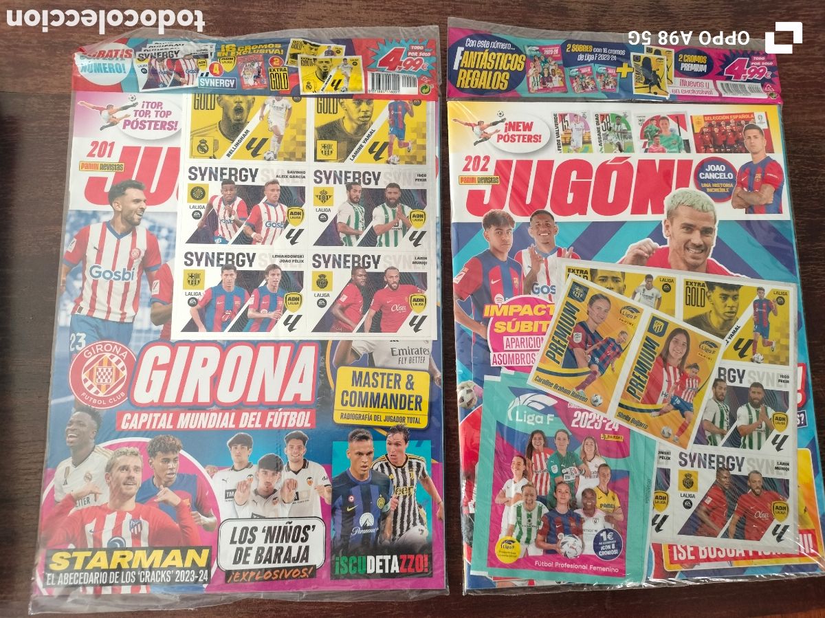 Cromos de f&uacute;tbol: 2 revistas jug&oacute;n 201 y 202 cromos de Lamine Yamal