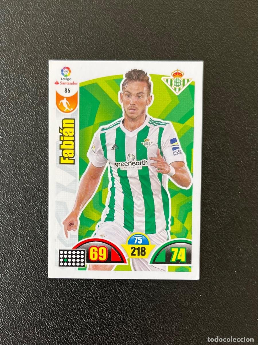 Cromos de Futebol: 86 FABI&Aacute;N REAL BETIS BALOMPI&Eacute; ADRENALYN 2017 2018 CROMO PANINI LA LIGA SANTANDER 17 18