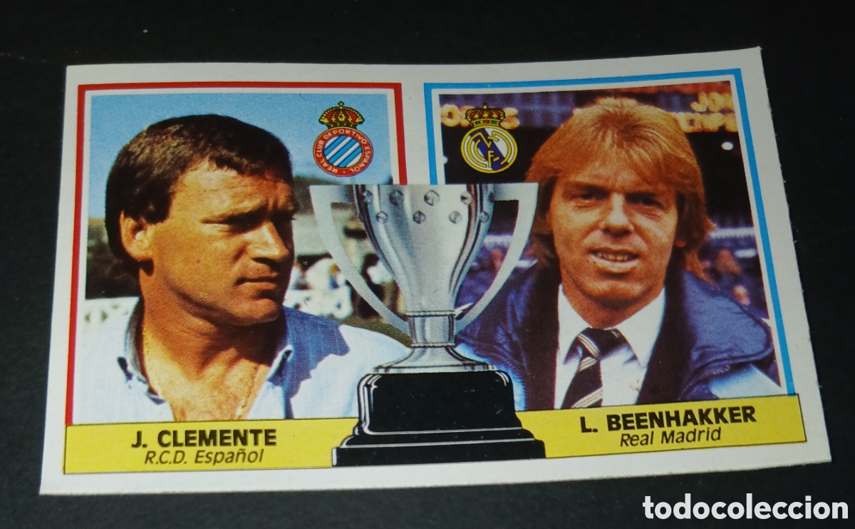Cromos de f&uacute;tbol: Cromo entrenadores J. Clemente R.C.D. Espa&ntilde;ol y L. Beenhakker Real Madrid Liga 86/87 Este sin pegar