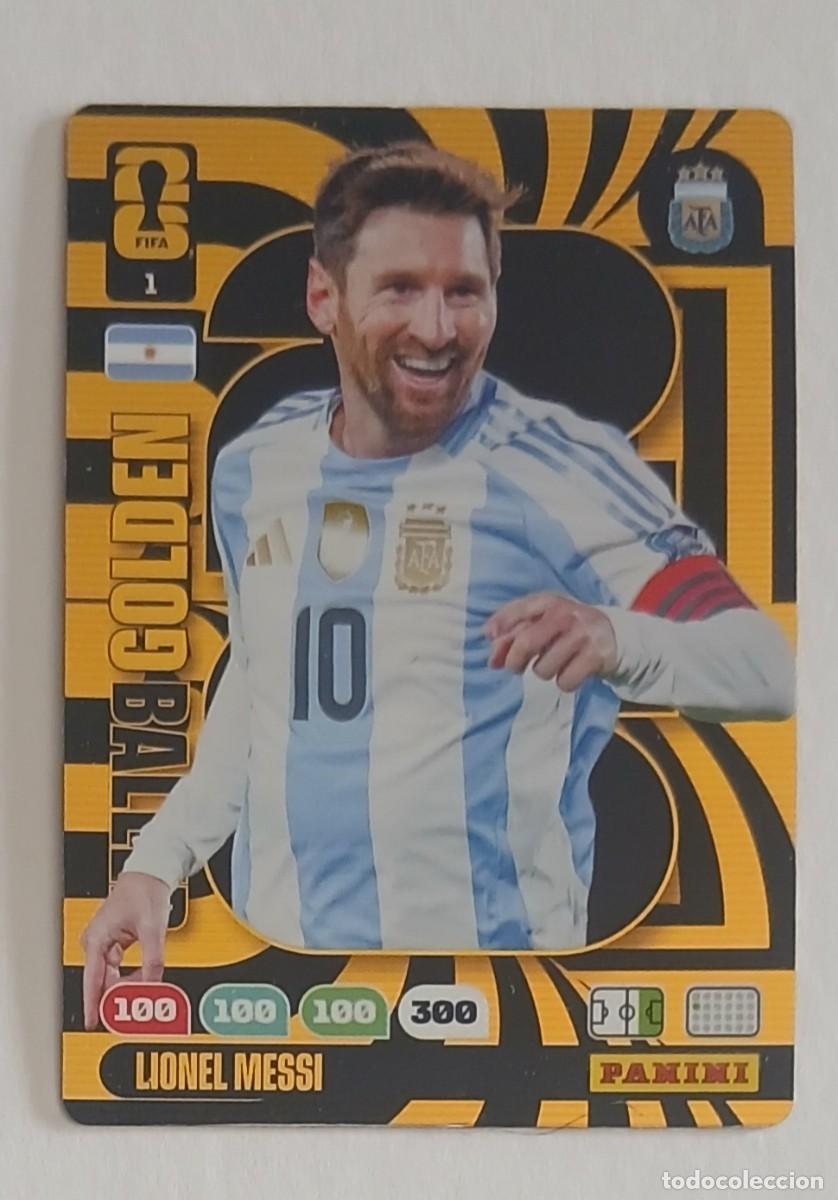 Cromos de f&uacute;tbol: CROMO n&ordm; 1 LIONEL MESSI ARGENTINA GOLDEN BALLER ADRENALYN XL FIFA WORLD CUP 2026 DE PANINI.