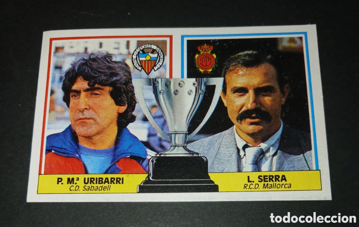 Cromos de f&uacute;tbol: Cromo entrenadores P. M&ordf; Uribarri C.D. Sabadell y L. Serra R.C.D. Mallorca Liga 86/87 Este sin pegar