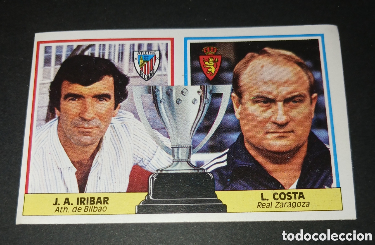Cromos de f&uacute;tbol: Cromo entrenadores J. A. Iribar Ath. de Bilbao y L. Costa Real Zaragoza Liga 86/87 Este sin pegar