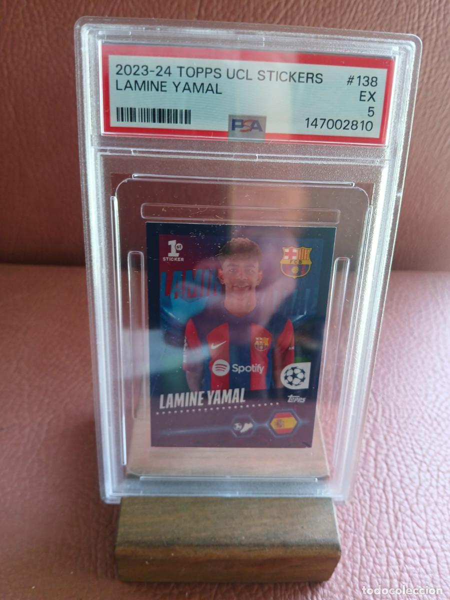 Cromos de f&uacute;tbol: 2023-24 TOPPS UCL STICKERS. LAMINE YAMAL, ROOKIE. PSA 5.