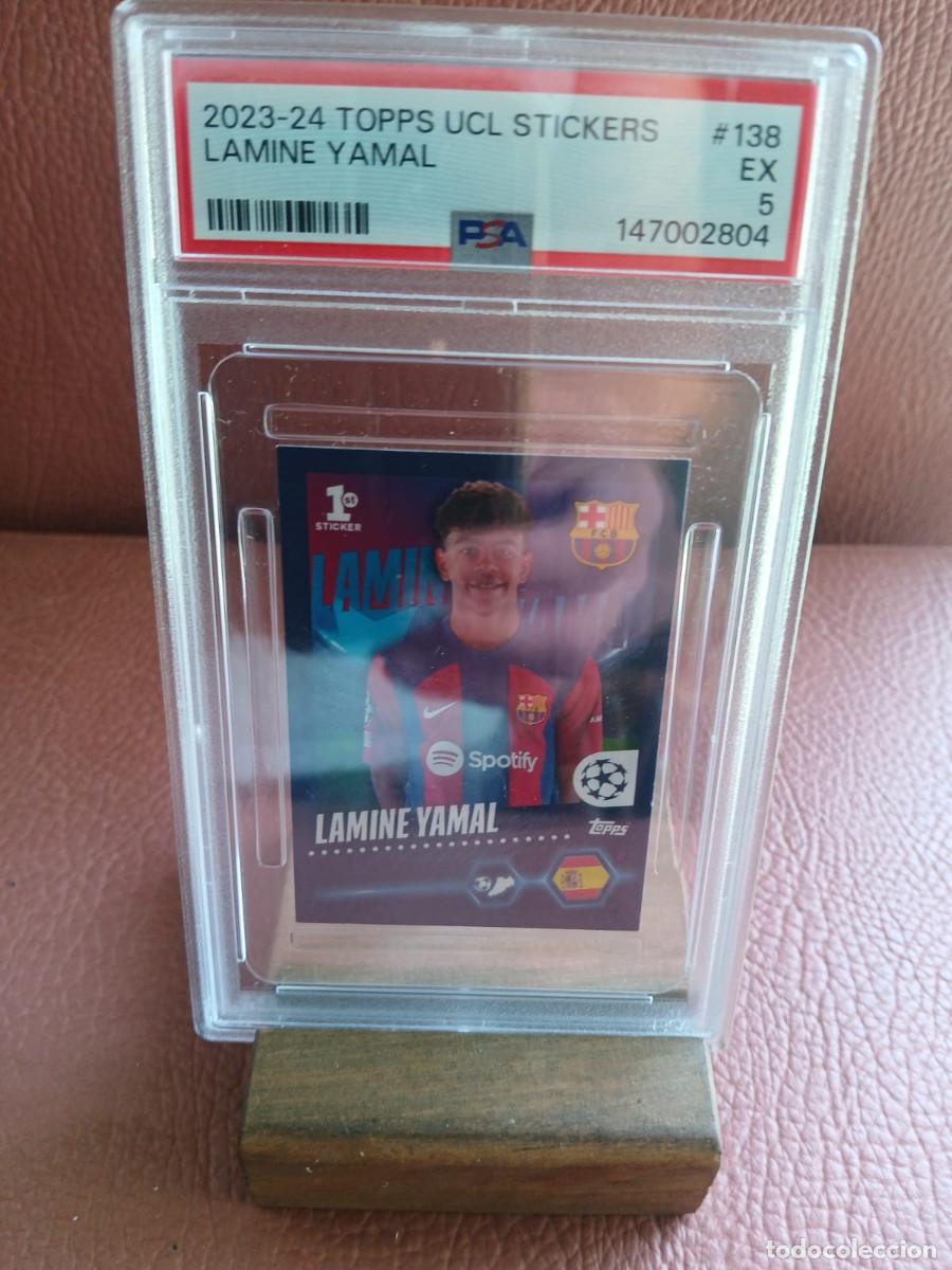 Cromos de f&uacute;tbol: 2023-24 TOPPS UCL STICKERS. LAMINE YAMAL, ROOKIE. PSA 5.