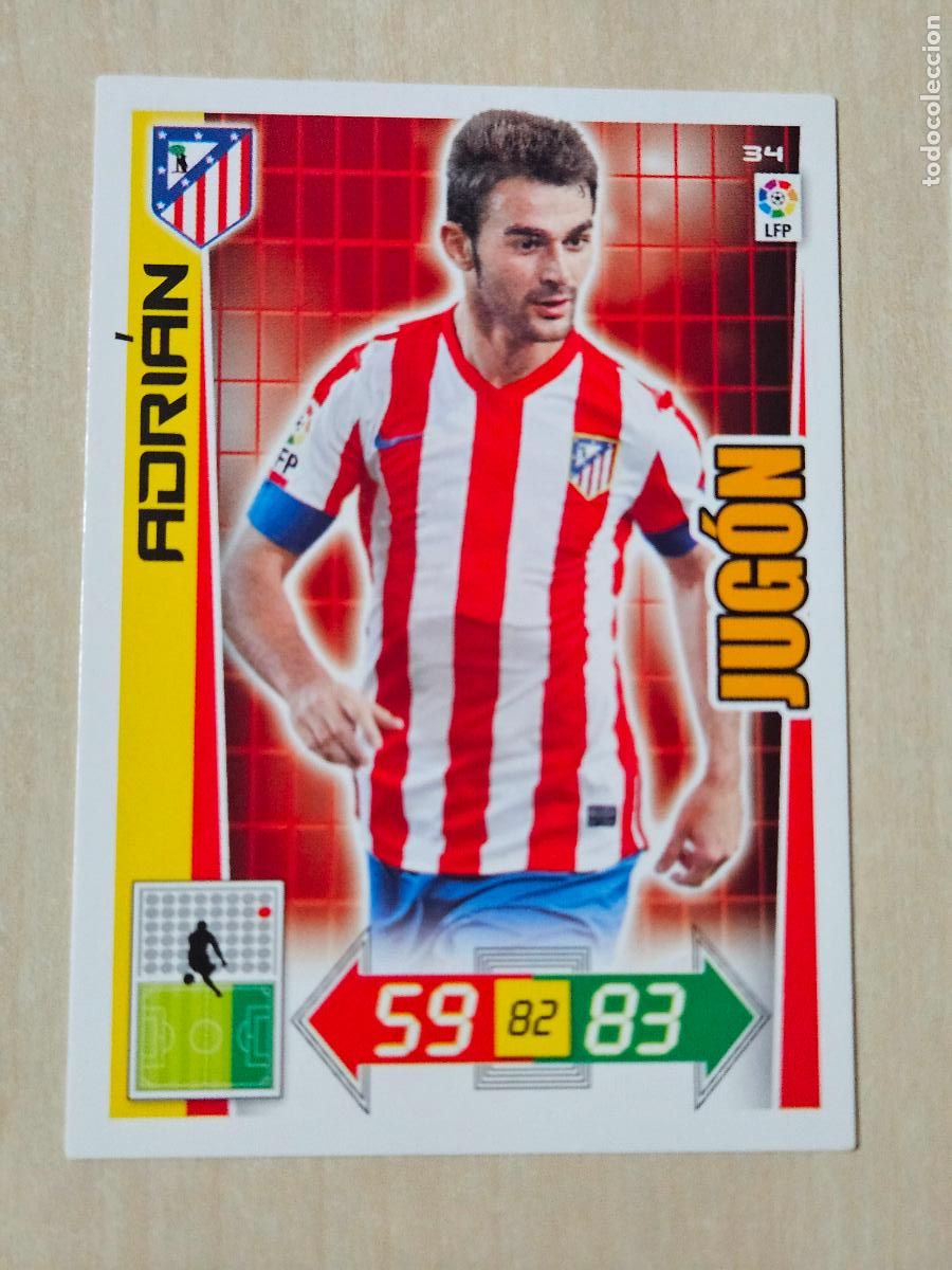 Cromos de f&uacute;tbol: FICHA N&ordm; 34 ADRIAN - ADRENALYN 12 13 - PANINI 2012 -13 - CROMO - ATLETICO DE MADRID