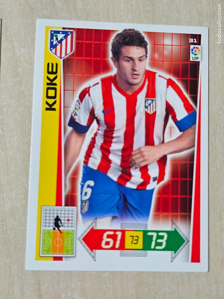 Cromos de f&uacute;tbol: FICHA N&ordm; 31 KOKE - ADRENALYN 12 13 - PANINI 2012 -13 - CROMO - ATLETICO DE MADRID