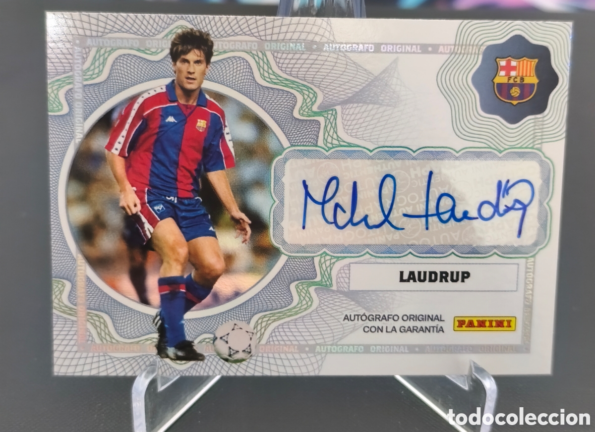 Cromos de f&uacute;tbol: Michael Laudrup auto Panini club FC Barcelona