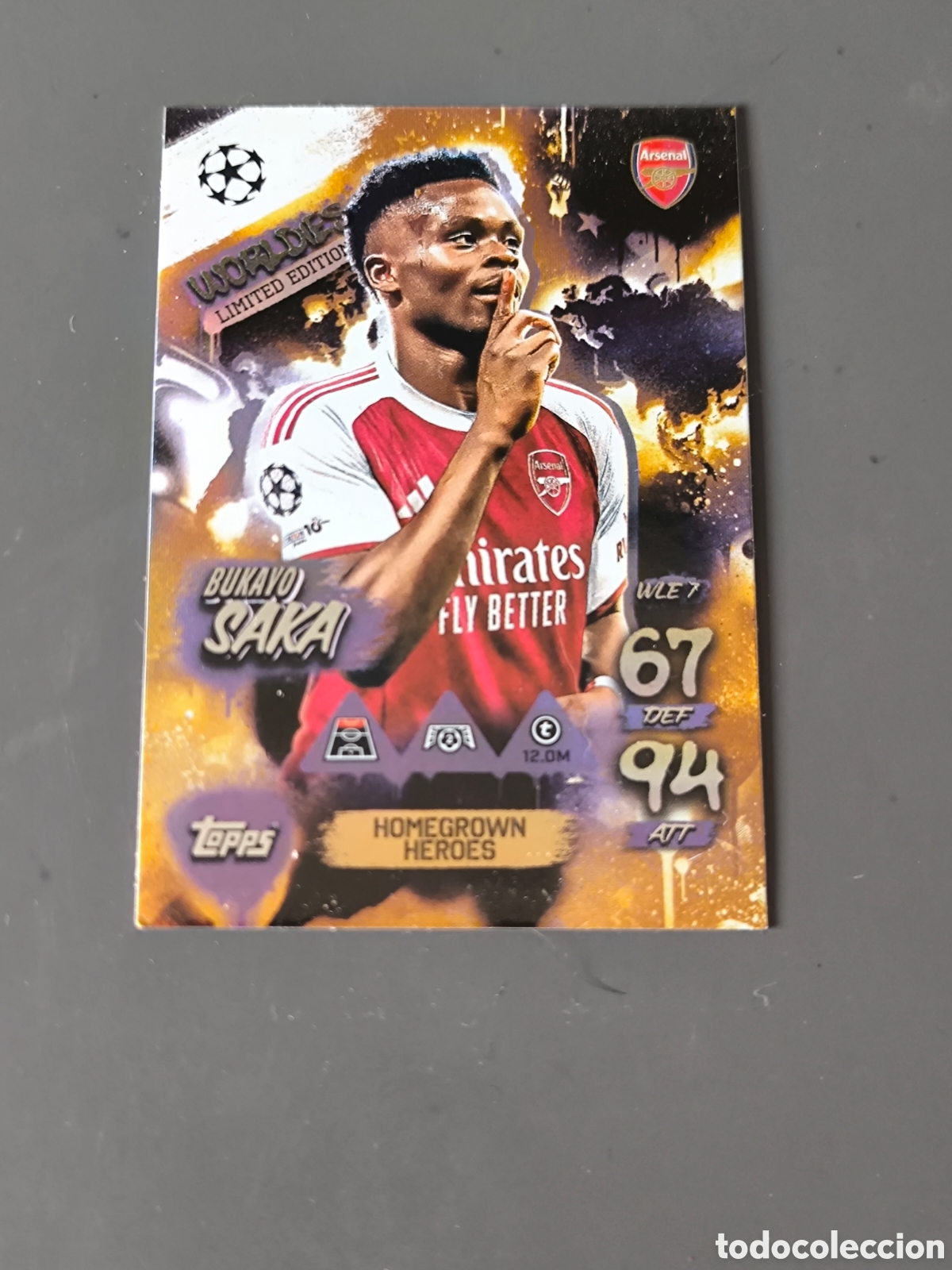 Cromos de f&uacute;tbol: BUKAYO SAKA 7 Wordles Limited Edition Arsenal Match Attax