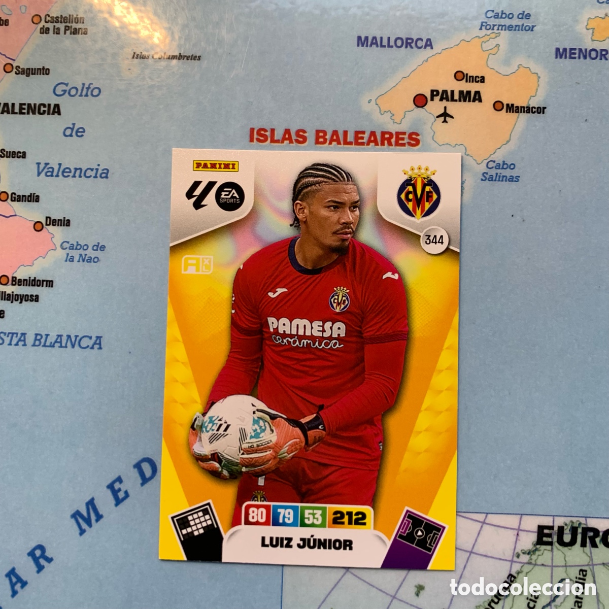 Cromos de f&uacute;tbol: Luiz Junior n&uacute;mero 344 del Villarreal cromo adrenalyn XL 25-26 2025-2026
