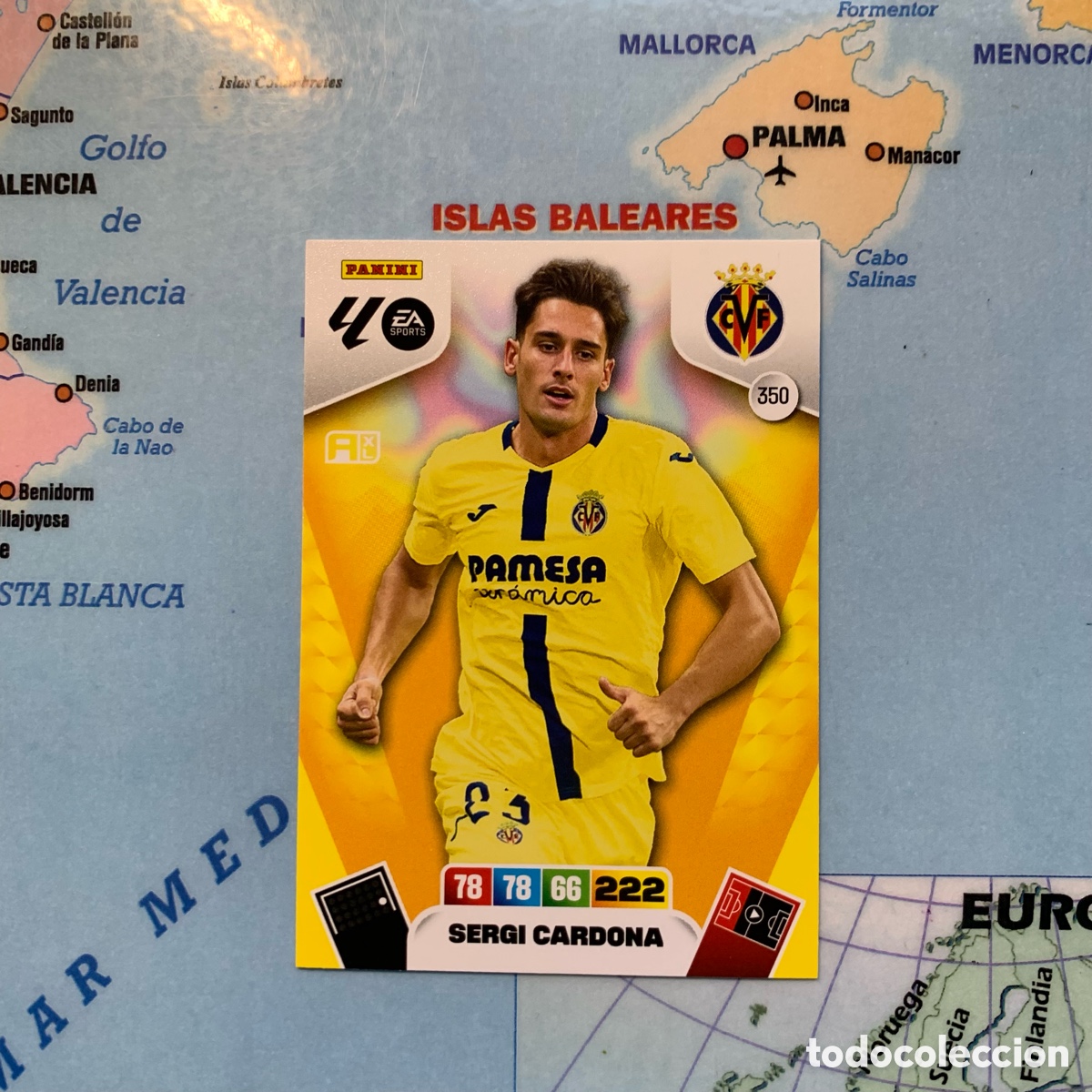 Cromos de f&uacute;tbol: Sergi Cardona n&uacute;mero 350 del Villarreal cromo adrenalyn XL 25-26 2025-2026