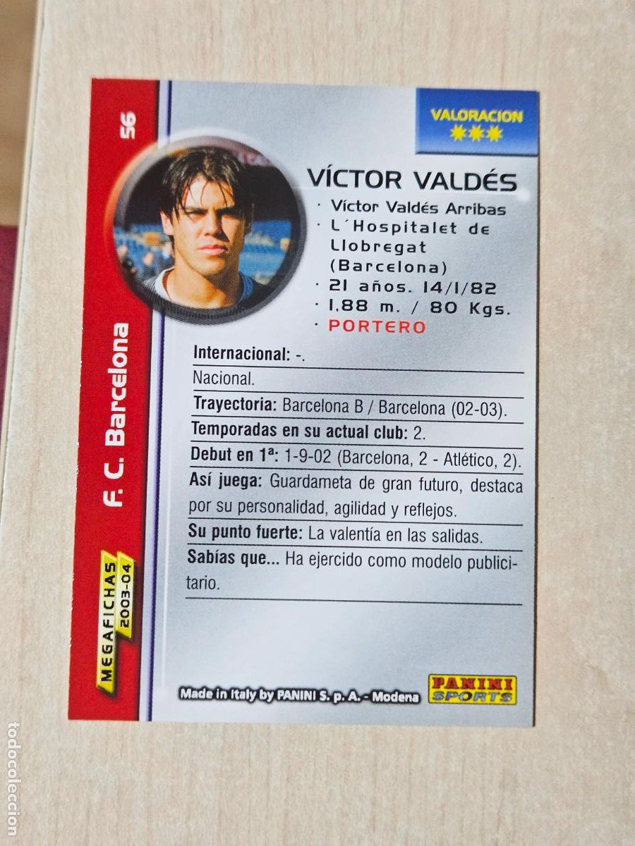 Cromos de f&uacute;tbol: CROMO N&ordm; 56 VICTOR VALDES - MEGAFICHAS 2003 04 - BARCELONA