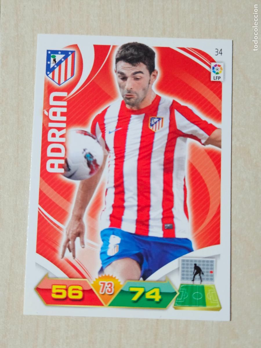 Cromos de f&uacute;tbol: FICHA N&ordm; 34 ADRIAN - ADRENALYN 11 12 - PANINI 2011 -12 - CROMO - ATLETICO DE MADRID