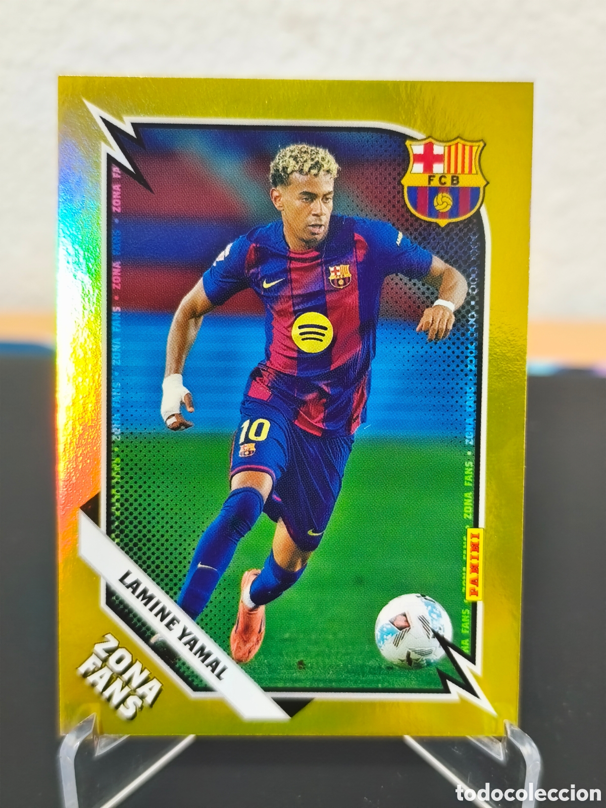 Cromos de f&uacute;tbol: Lamine Yamal zona fans gold Panini club FC Barcelona