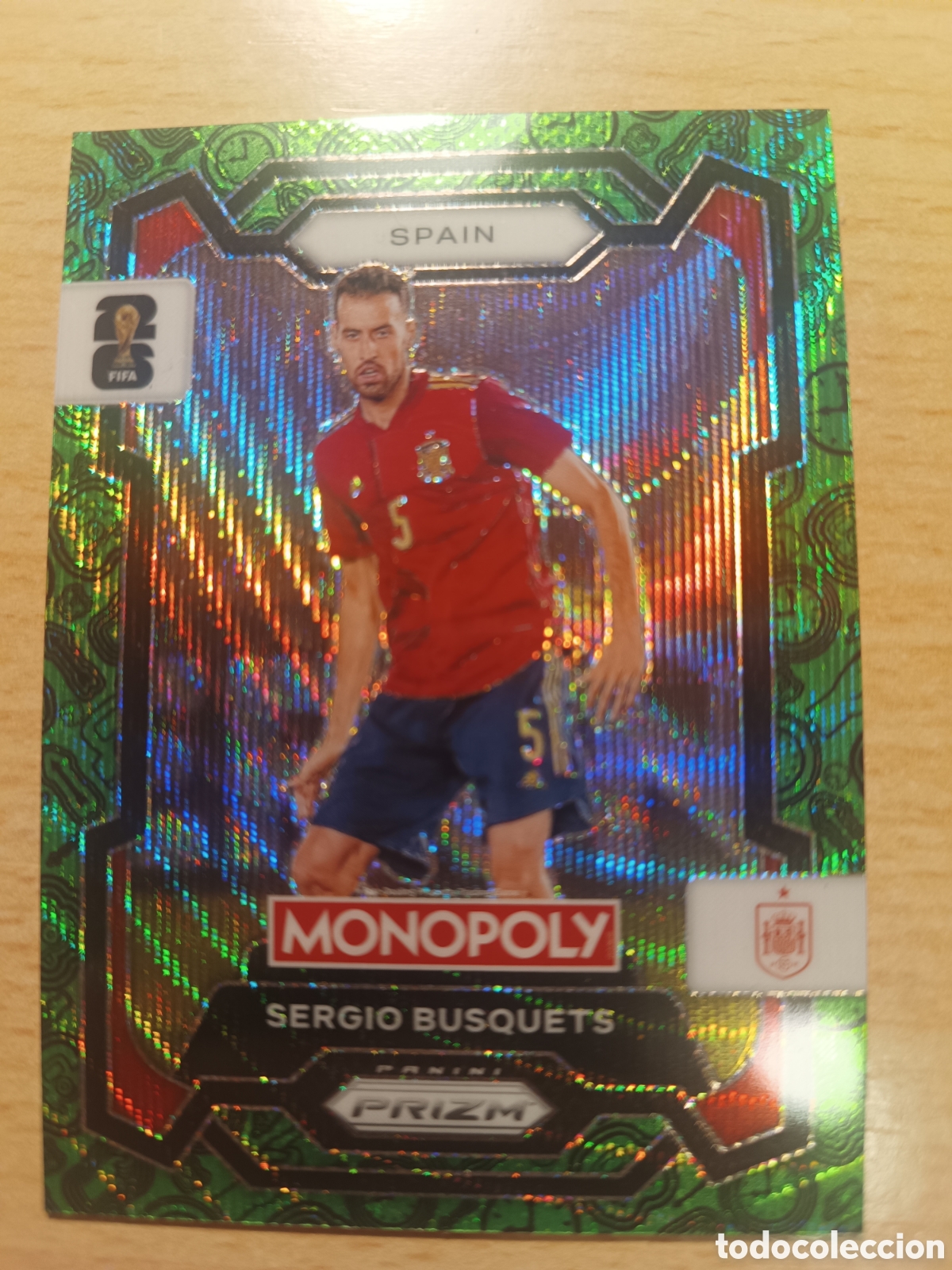 Cromos de f&uacute;tbol: 45 SERGIO BUSQUETS SPAIN ESPA&Ntilde;A MONOPOLY PRIZIM GREEN PARALEL FIFA WORLD CUP 2026 MUNDIAL 26