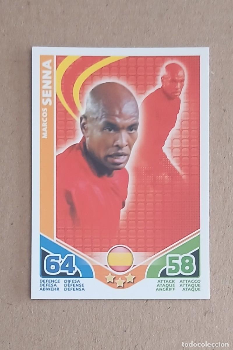 Cromos de f&uacute;tbol: CROMO DE MARCOS SENNA ESPA&Ntilde;A TOPPS MATCH ATTAX SUD&Aacute;FRICA 2010. Nuevo.