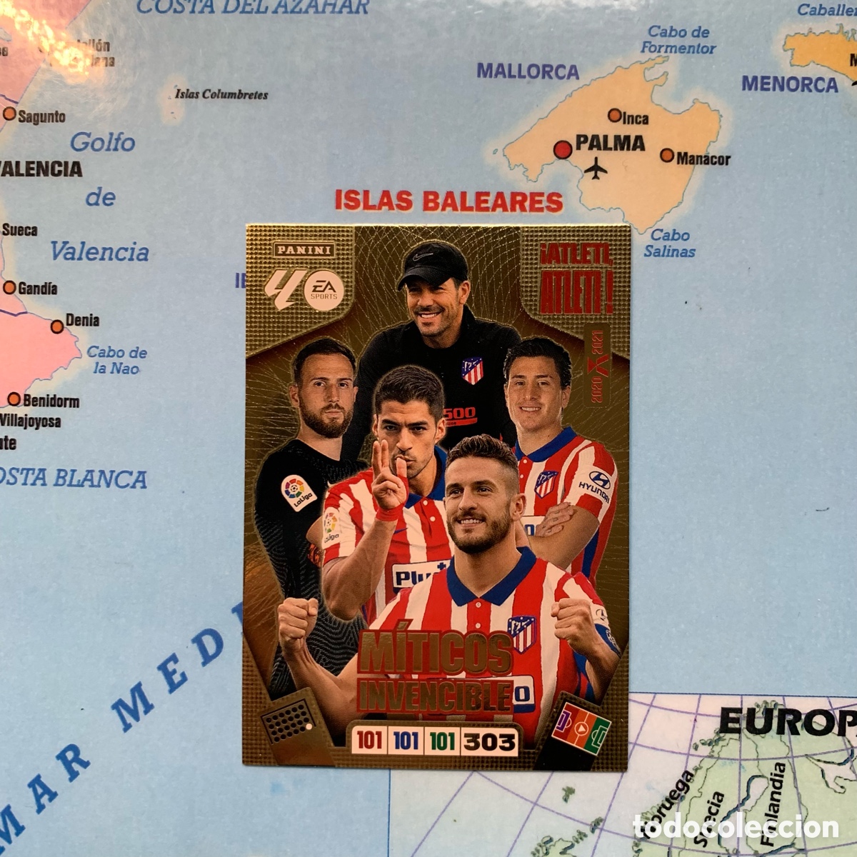 Cromos de f&uacute;tbol: M&iacute;ticos Invencible Atl&eacute;tico de Madrid cromo adrenalyn XL 25-26 2025-2026