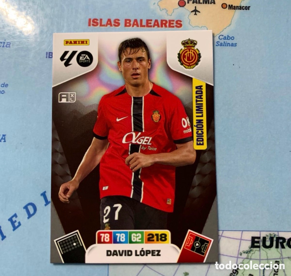 Cromos de f&uacute;tbol: David Lopez edici&oacute;n limitada Del Mallorca cromo adrenalyn XL 25-26 2025-2026
