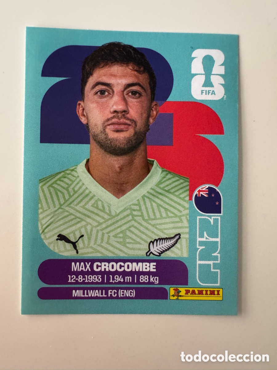 Cromos de f&uacute;tbol: FIFA WORLD CUP 2026 STICKER PANINI NZL 2 &ndash; Max Crocombe &ndash; Nueva Zelanda NZL2
