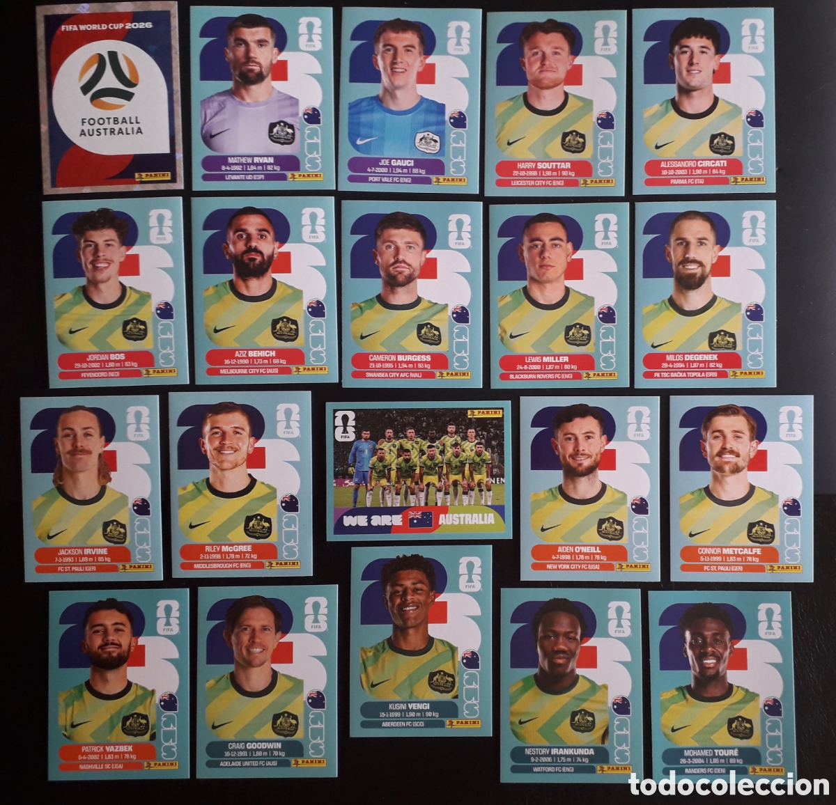 Cromos de f&uacute;tbol: 20 CROMOS AUSTRALIA, EQUIPO COMPLETO MUNDIAL F&Uacute;TBOL 2026 FIFA WORLD CUP PANINI SIN PEGAR