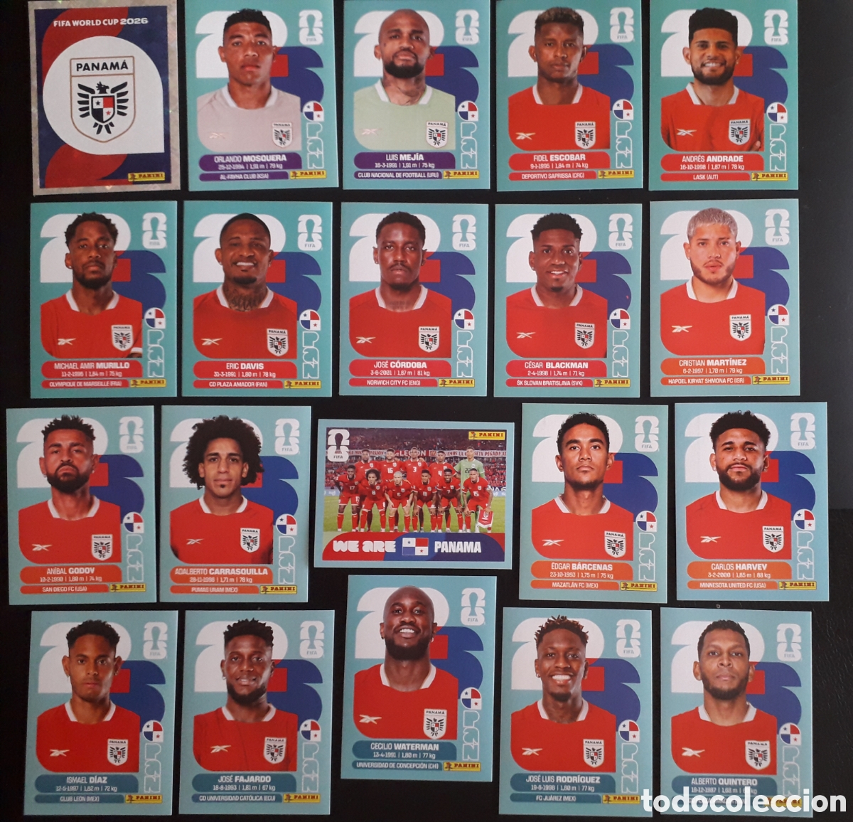 Cromos de f&uacute;tbol: 20 CROMOS PANAM&Aacute;, EQUIPO COMPLETO MUNDIAL F&Uacute;TBOL 2026 FIFA WORLD CUP PANINI SIN PEGAR