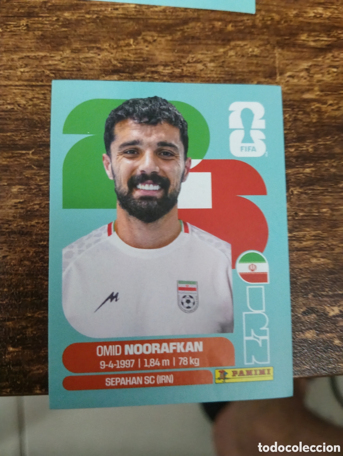 Cromos de f&uacute;tbol: IRN 14 Omid Noorafkan, Rep&uacute;blica Isl&aacute;mica de Ir&aacute;n, Panini FIFA World Cup Mundial 2026 Sticker