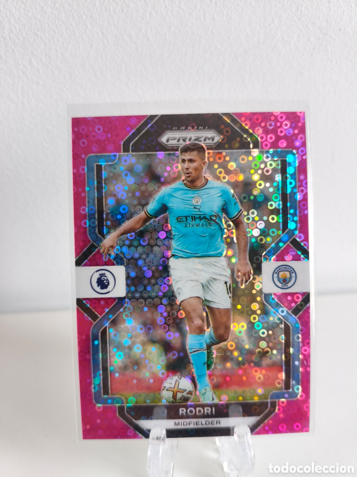 Cromos de f&uacute;tbol: Panini prizm premier league Rodri Pink disco/99