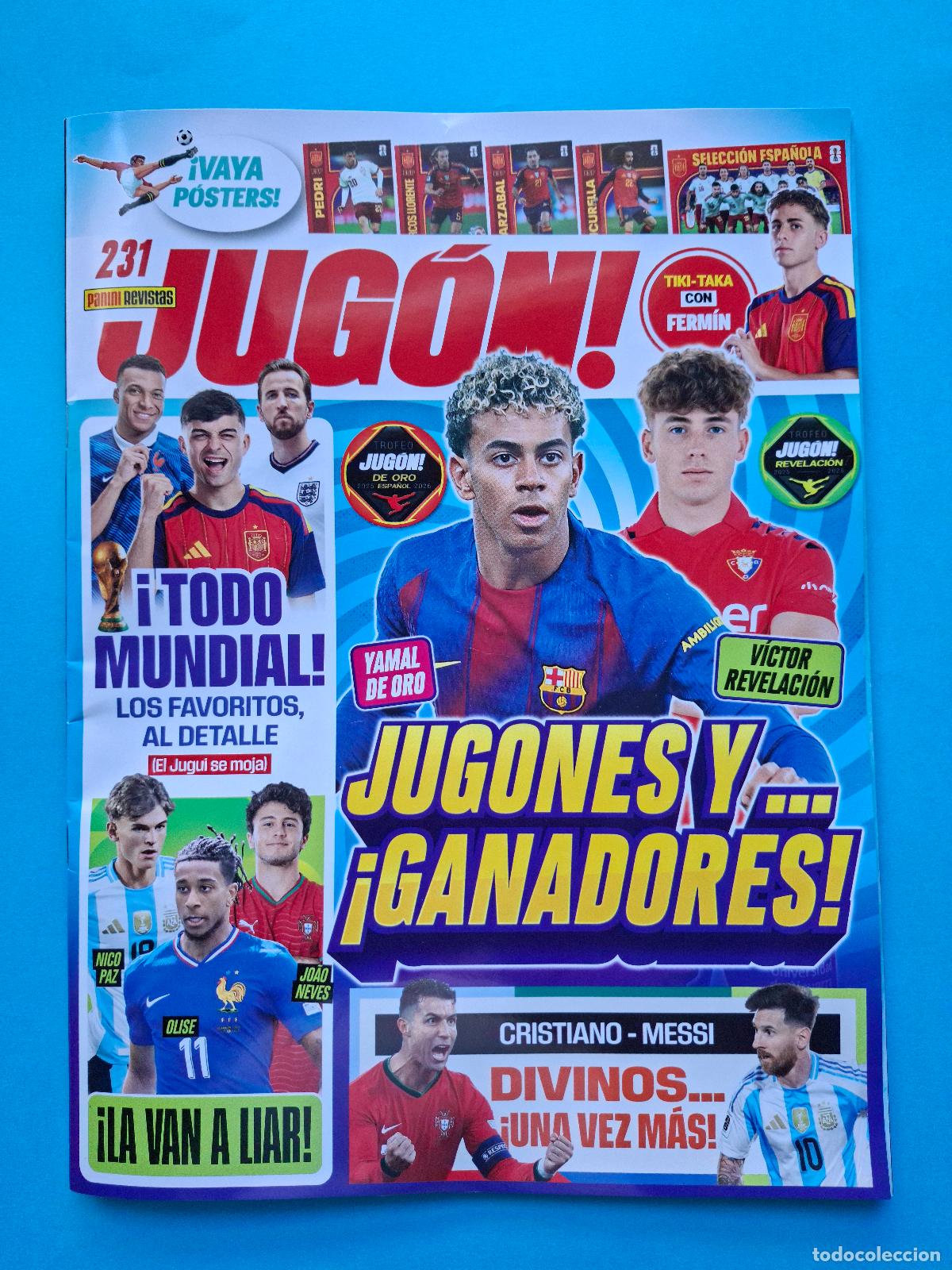 Cromos de f&uacute;tbol: Revista JUG&Oacute;N #231 con POSTERS PANINI Espa&ntilde;a Yamal Cucurella Llorente Oyarzabal We are Spain