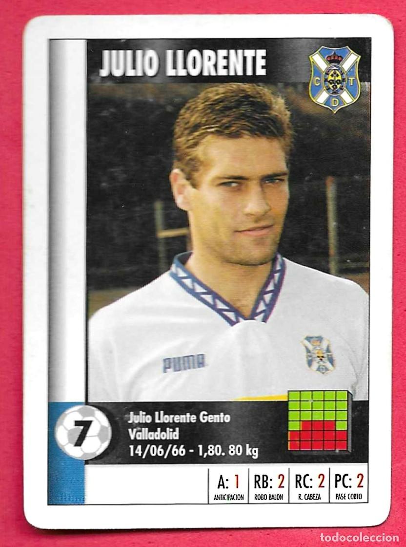Cromos de f&uacute;tbol: CARTA NAIPE HERACLIO FOURNIER SUPERGOL SUPER GOL MARCA 95 96 1995 1996 - JULIO LLORENTE (TENERIFE)
