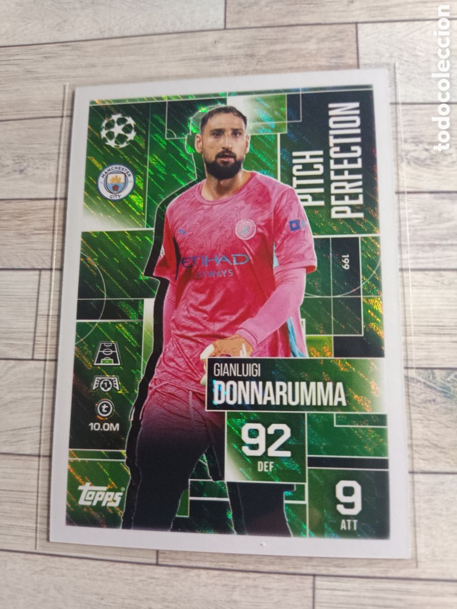 Cromos de f&uacute;tbol: 199 DONNARUMMA MANCHESTER CITY PITCH PERFECTION MATCH ATTAX EXTRA CHAMPIONS 2025 2026 TOPPS 25 26