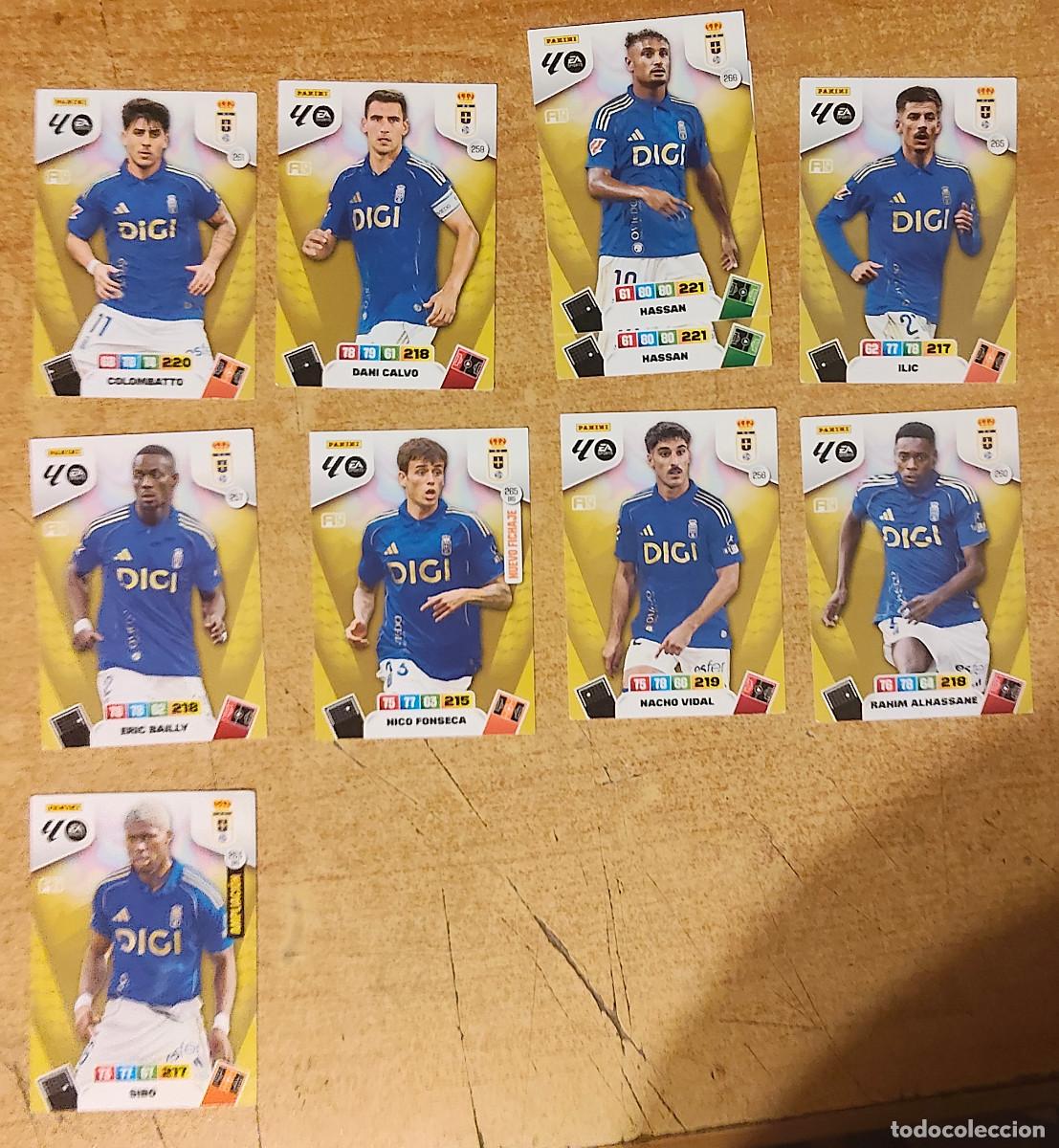 Cromos de f&uacute;tbol: lote Oviedo 9 cromos - Panini Adrenalyn XL - temp 2025 - 2026