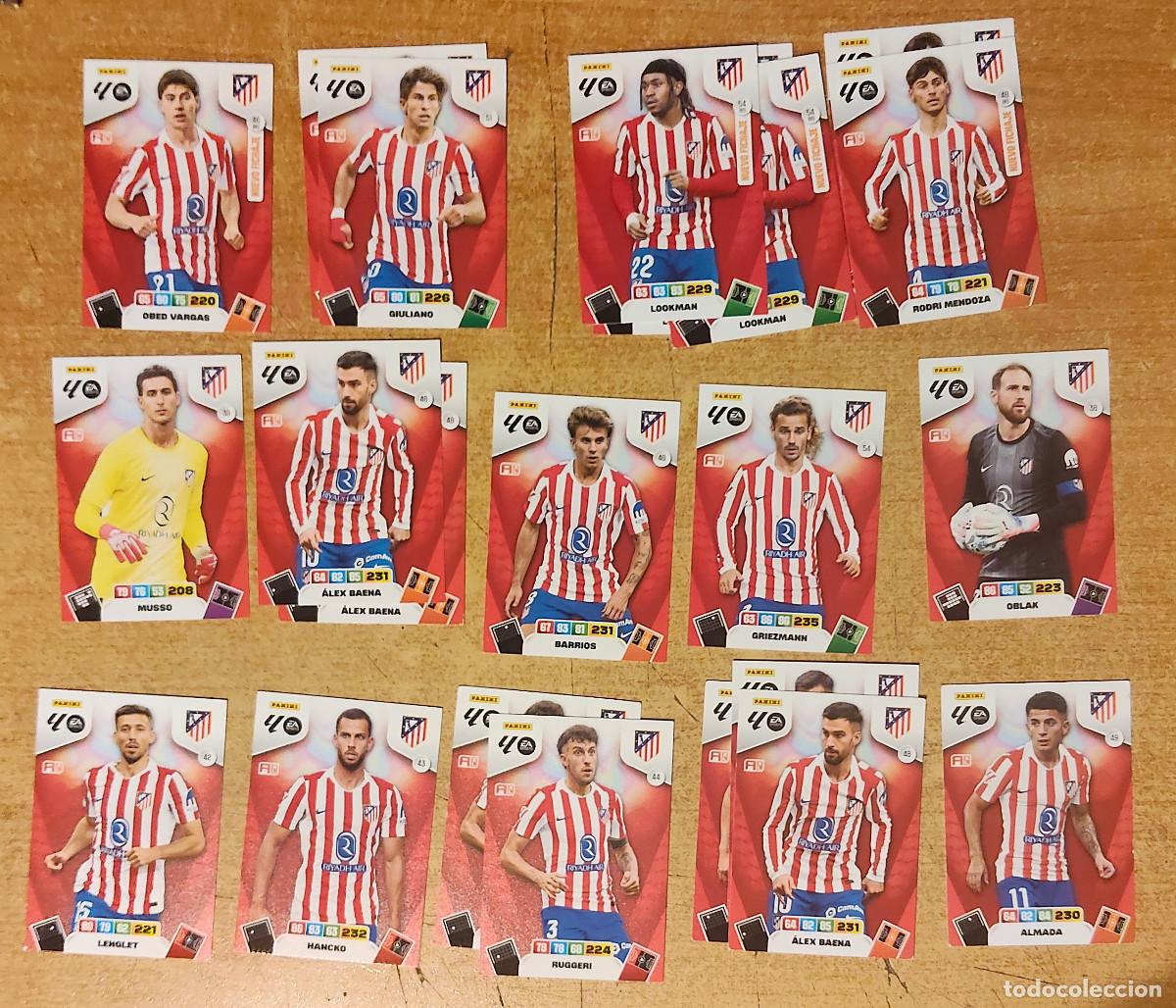Cromos de f&uacute;tbol: lote Atletico de Madrid 14 diferentes 22 cromos - Panini Adrenalyn XL - temp 2025 - 2026