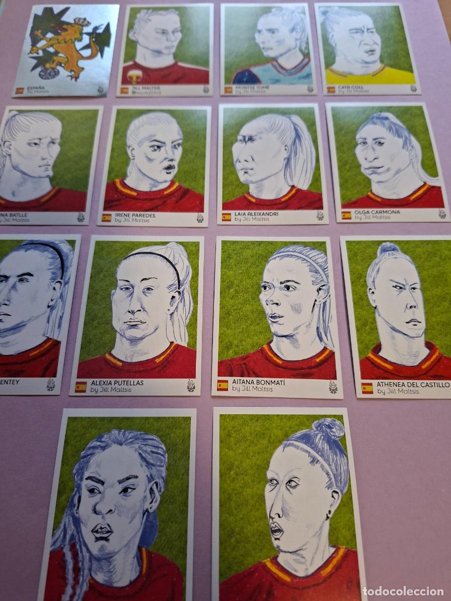 Cromos de f&uacute;tbol: LOTE 14 CROMOS EQUIPO COMPLETO ESPA&Ntilde;A DISE&Ntilde;O BY JILL MALTSIS FUTBOL ARTE WOMEN'S EUROCOPA EURO 2025