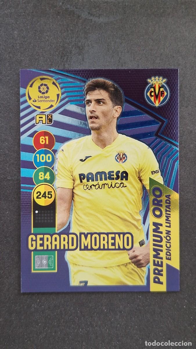 Cromos de f&uacute;tbol: L1 GERARD MORENO VILLARREAL C. F. PREMIUM ORO EDICION LIMITADA PANINI ADRENALYN XL 2020 2021 20 21