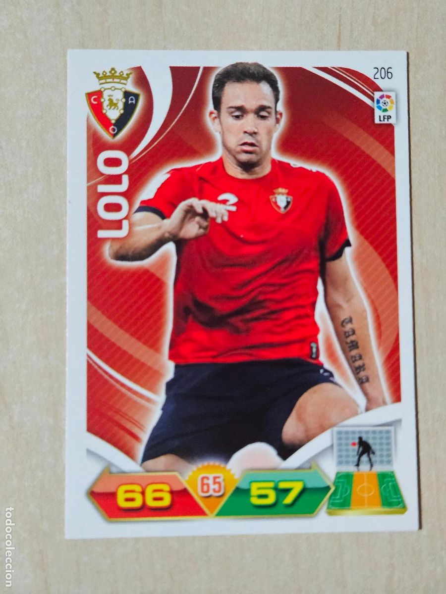 Cromos de f&uacute;tbol: FICHA N&ordm; 206 LOLO - ADRENALYN 11 12 - PANINI 2011 -12 - CROMO - OSASUNA