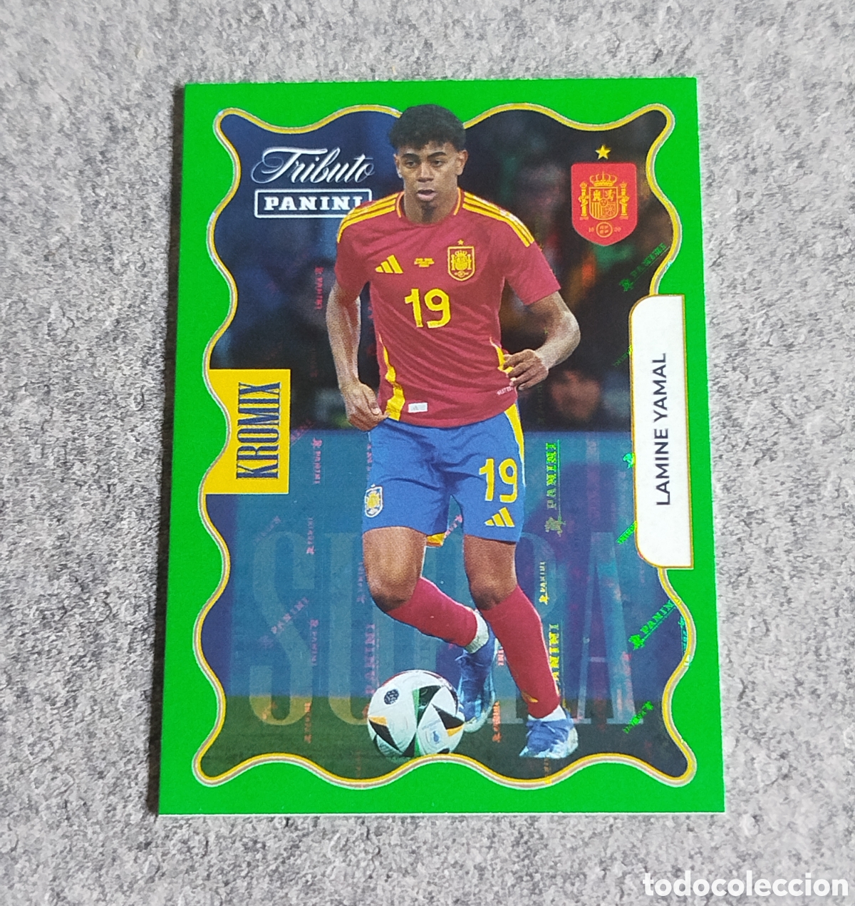 Cartes &agrave; collectionner de Football: KROMIX SUPRA GREEN LAMINE YAMAL KV79 PANINI TRIBUTO SELECC. ESPA&Ntilde;OLA ESPA&Ntilde;A CROMO CARD MUNDIAL 2026