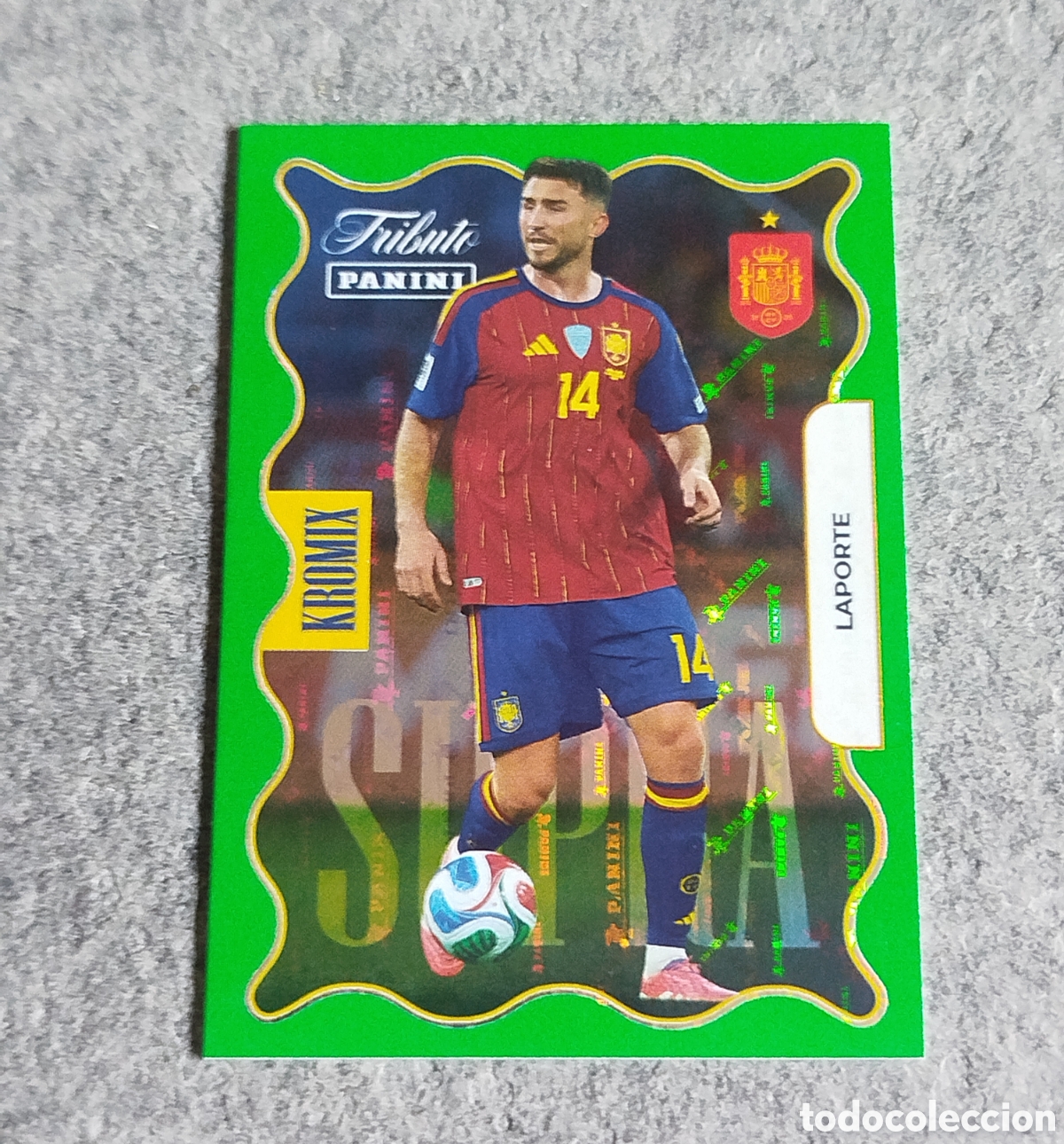 Figurine di Calcio: KROMIX SUPRA GREEN LAPORTE KV74 PANINI TRIBUTO SELECC. ESPA&Ntilde;OLA ESPA&Ntilde;A CROMO CARD MUNDIAL 2026