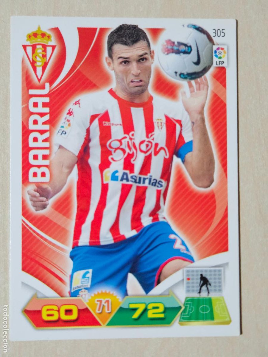 Cromos de f&uacute;tbol: FICHA N&ordm; 305 BARRAL - ADRENALYN 11 12 - PANINI 2011 -12 - CROMO - SPORTING DE GIJON