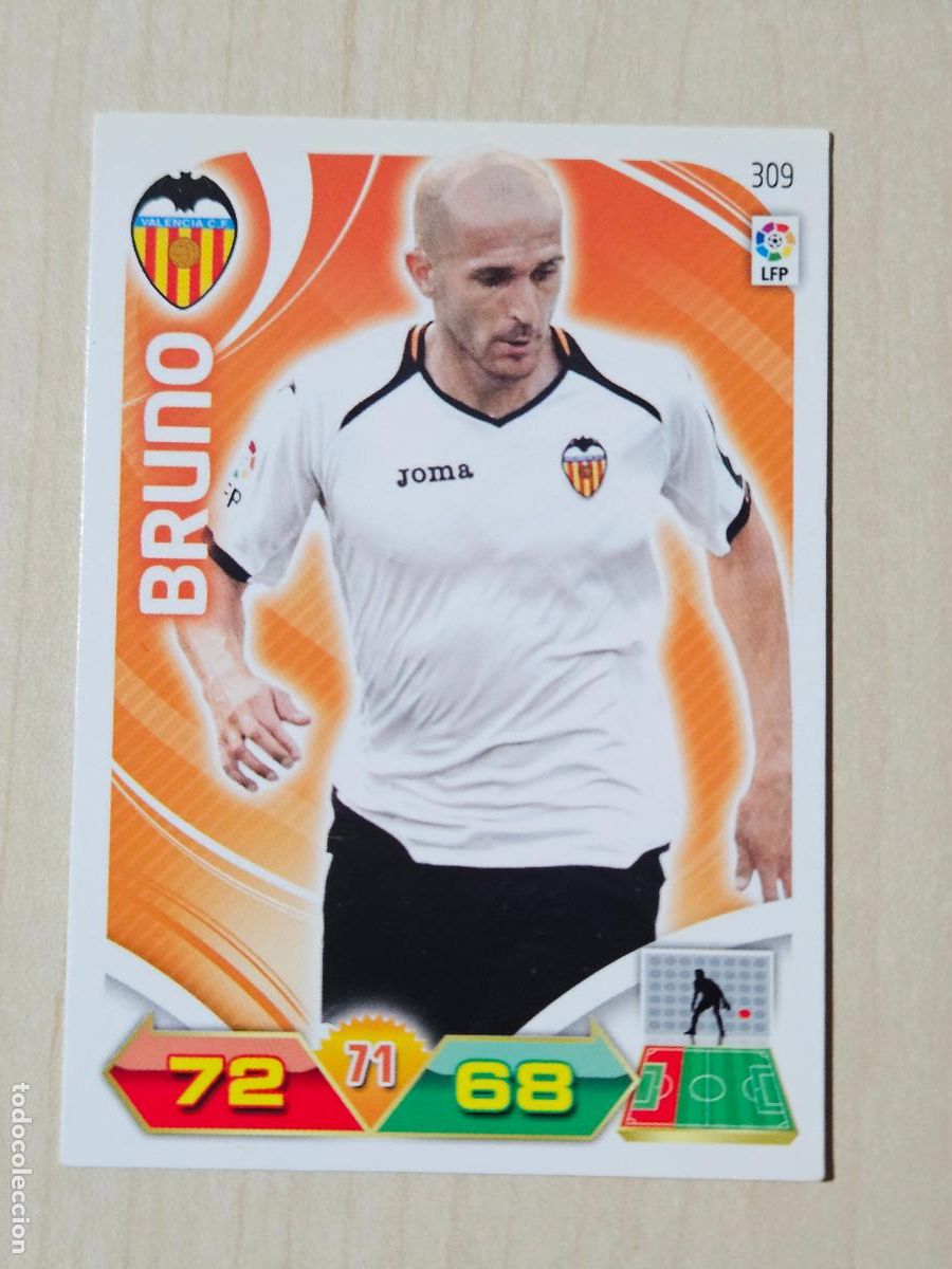 Football Stickers: FICHA N&ordm; 309 BRUNO - ADRENALYN 11 12 - PANINI 2011 -12 - CROMO - VALENCIA