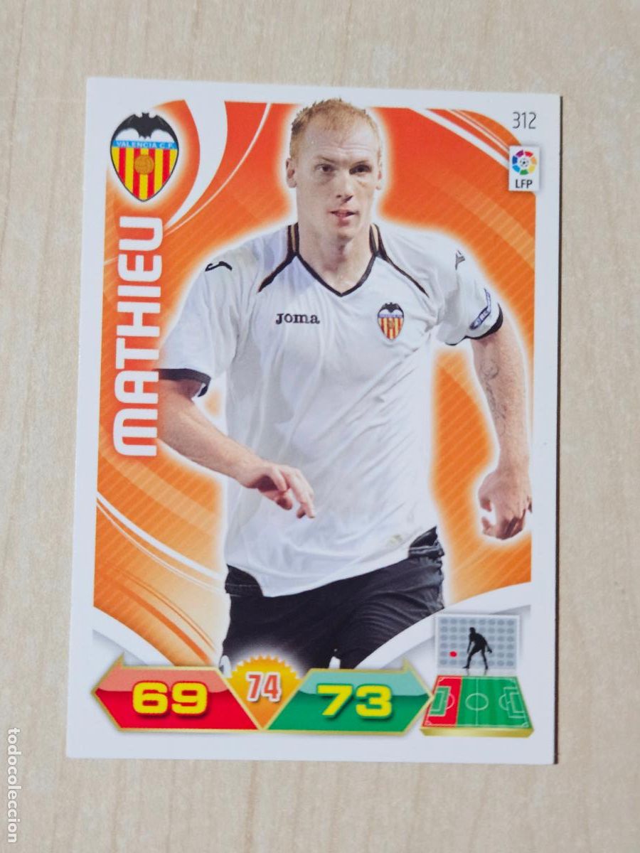 Football Stickers: FICHA N&ordm; 312 MATHIEU - ADRENALYN 11 12 - PANINI 2011 -12 - CROMO - VALENCIA