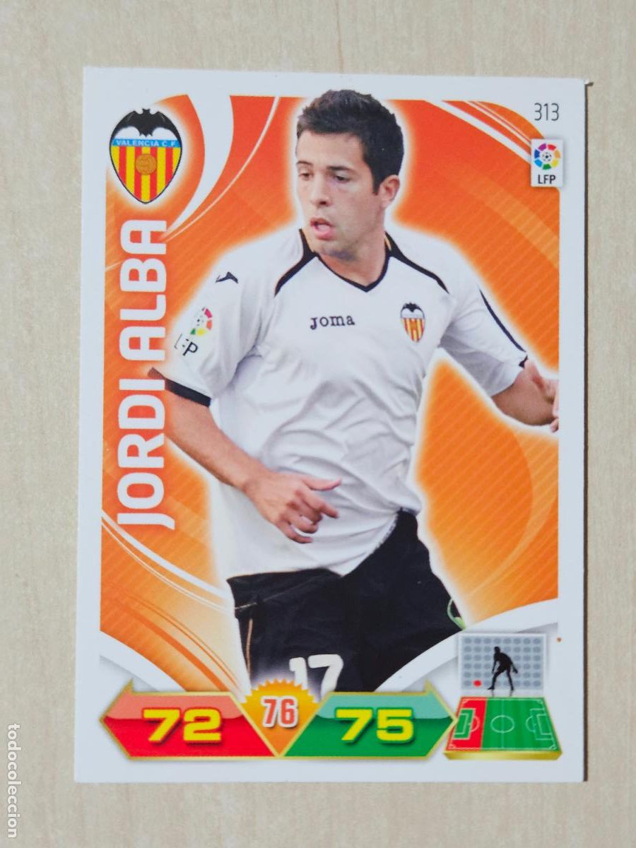 Football Stickers: FICHA N&ordm; 313 JORDI ALBA - ADRENALYN 11 12 - PANINI 2011 -12 - CROMO - VALENCIA
