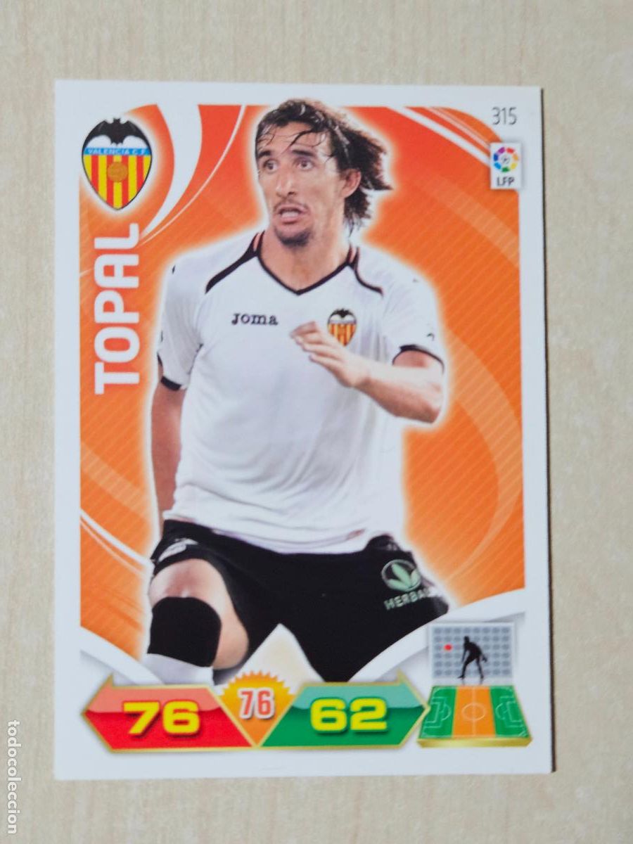 Cromos de f&uacute;tbol: FICHA N&ordm; 315 TOPAL - ADRENALYN 11 12 - PANINI 2011 -12 - CROMO - VALENCIA