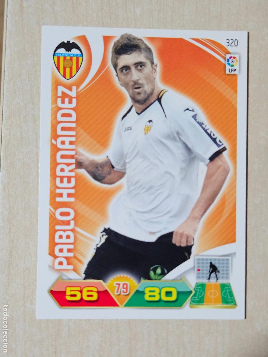 Cromos de f&uacute;tbol: FICHA N&ordm; 320 PABLO HERNADEZ - ADRENALYN 11 12 - PANINI 2011 -12 - CROMO - VALENCIA