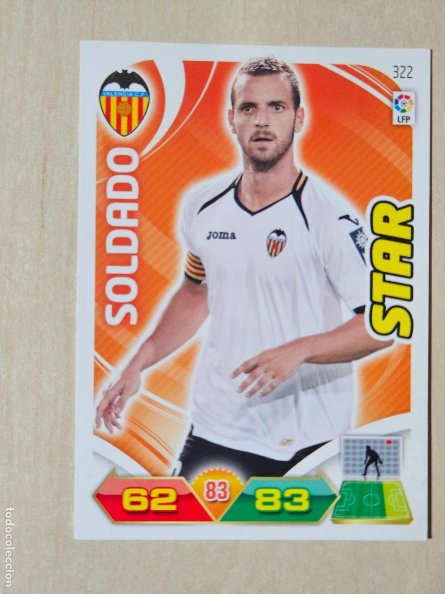 Cromos de f&uacute;tbol: FICHA N&ordm; 322 SOLDADO - ADRENALYN 11 12 - PANINI 2011 -12 - CROMO - VALENCIA
