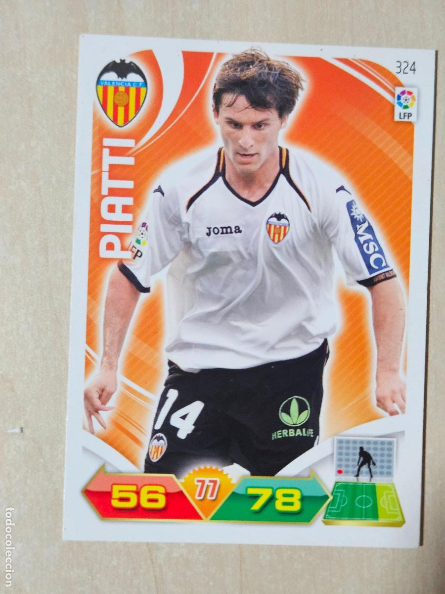 Cromos de f&uacute;tbol: FICHA N&ordm; 324 PIATTI - ADRENALYN 11 12 - PANINI 2011 -12 - CROMO - VALENCIA