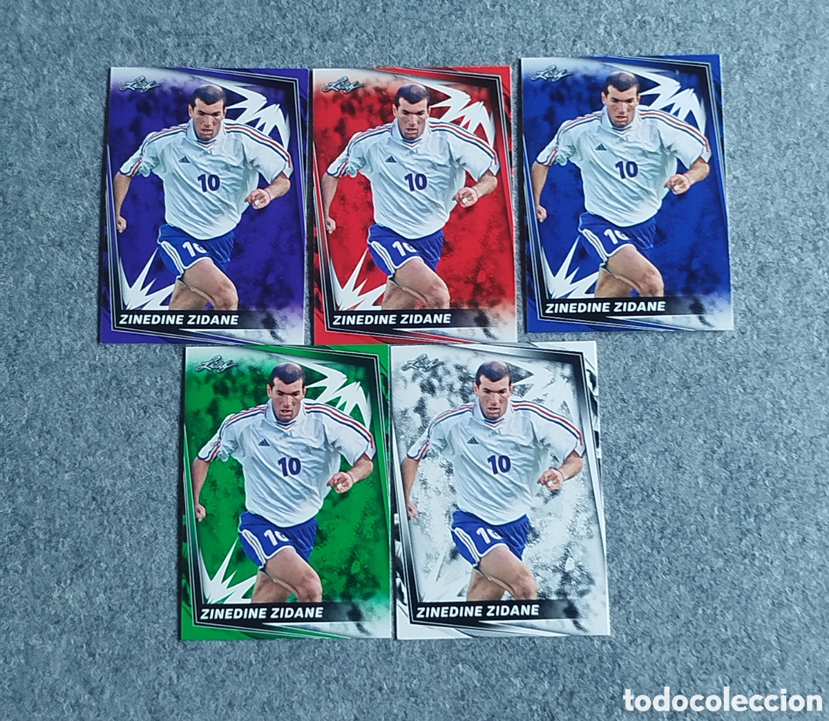 Cromos de f&uacute;tbol: LEAF ZIDANE LOTE 5 TRADING CARDS CROMOS NO TOPPS NO PANINI FUTBOL 5 FONDOS DIFERENTES REAL MADRID