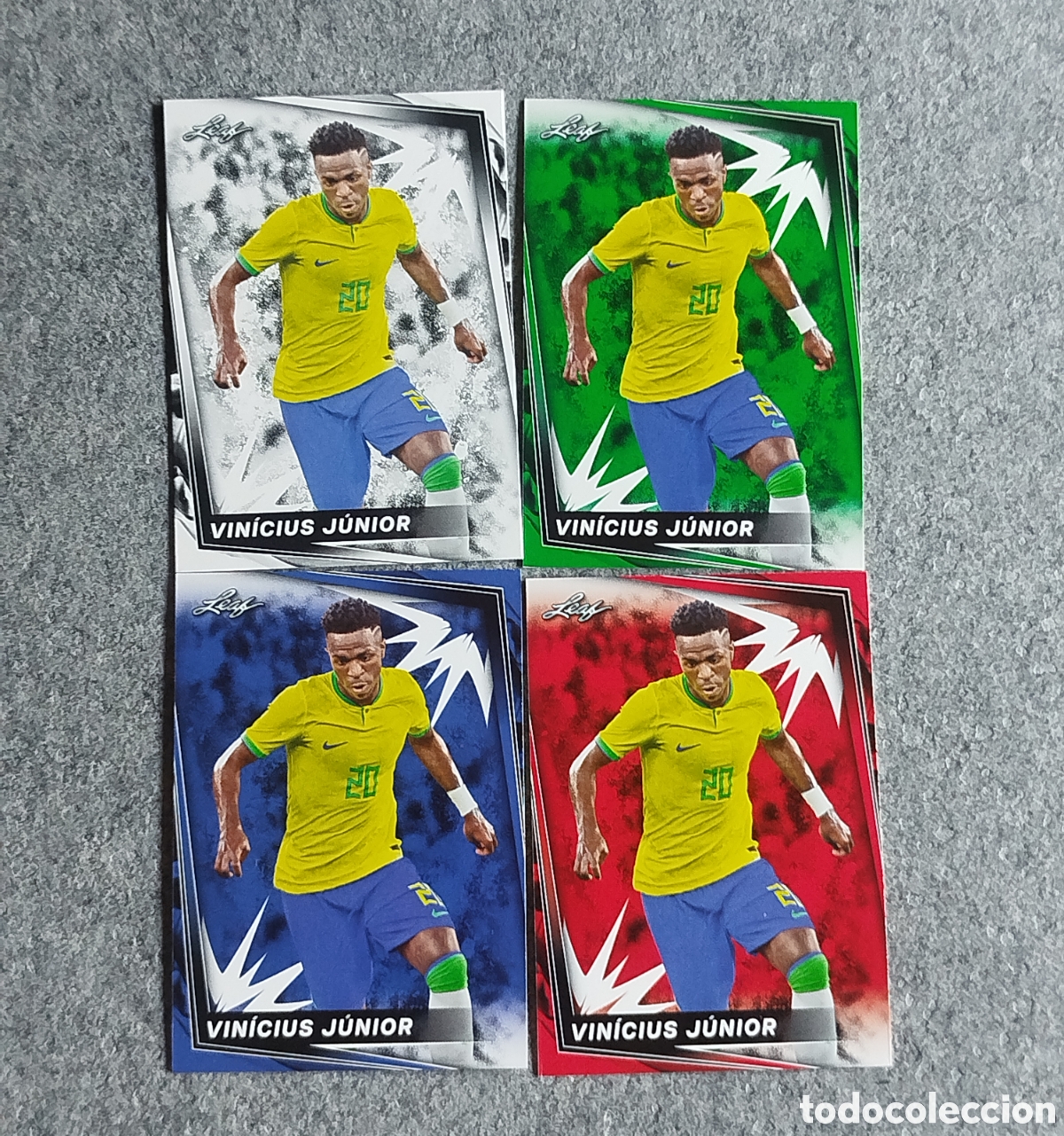 Cromos de f&uacute;tbol: LEAF VINICIUS LOTE 4 TRADING CARDS CROMOS NO TOPPS NO PANINI FUTBOL 4 FONDOS DIFERENTES REAL MADRID